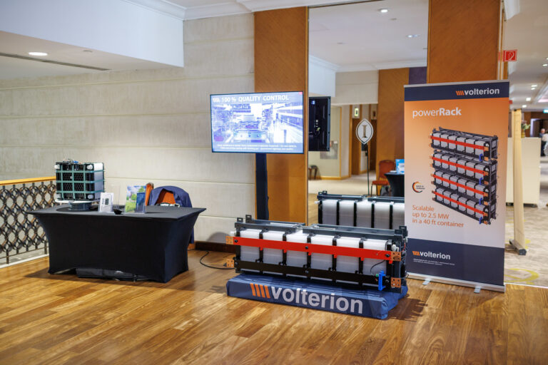 Exhibitor stands at the International Flow Battery Forum 2026